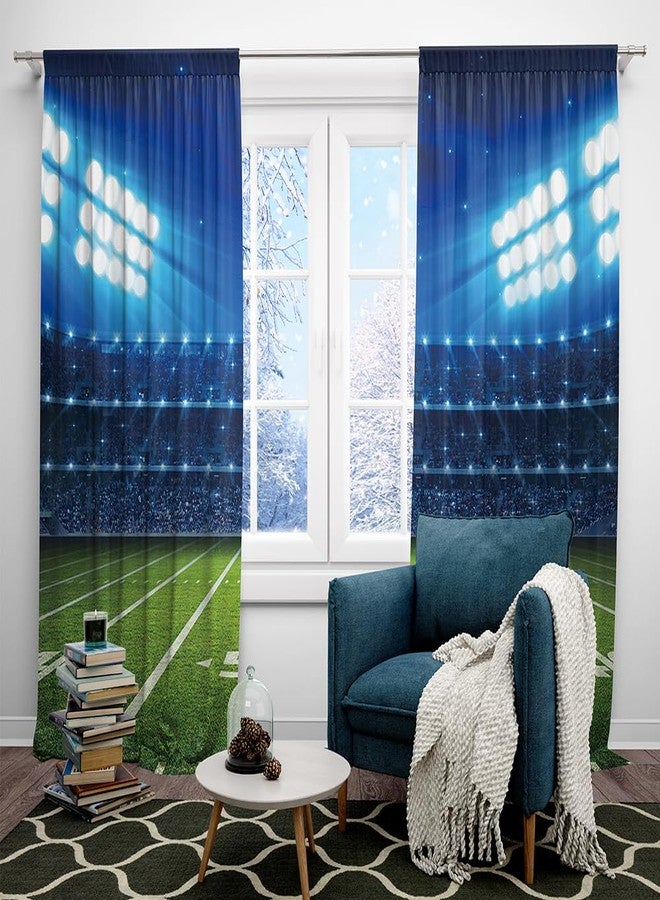 DOTOOMA 82 x 84 Inches Football Stadium Sports Theme Venues Window Curtain Lawn Audience Spotlight Kids Boys Teens Bedroom Decoration Polyester Drapes 2 Panel - Image 5
